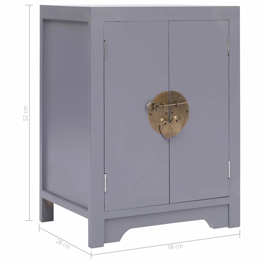 Comodino Grigio 38x28x52 cm in Legno di Paulownia 284072