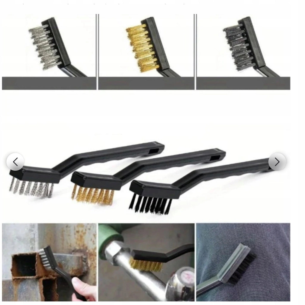Set di Spazzole in Acciaio, Ottone e Nylon – Lunghezza 166 mm | Versatilità e Durata | Pulizia di Superfici Diverse