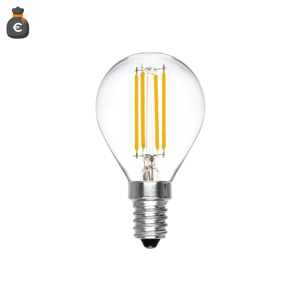 Alcapower Lampadina LED Filamento G45 Minisfera E14 6W 810lm 3000K Luce Calda Trasparente, Classe Energetica D, Lunga Durata 25000 Ore di Luce