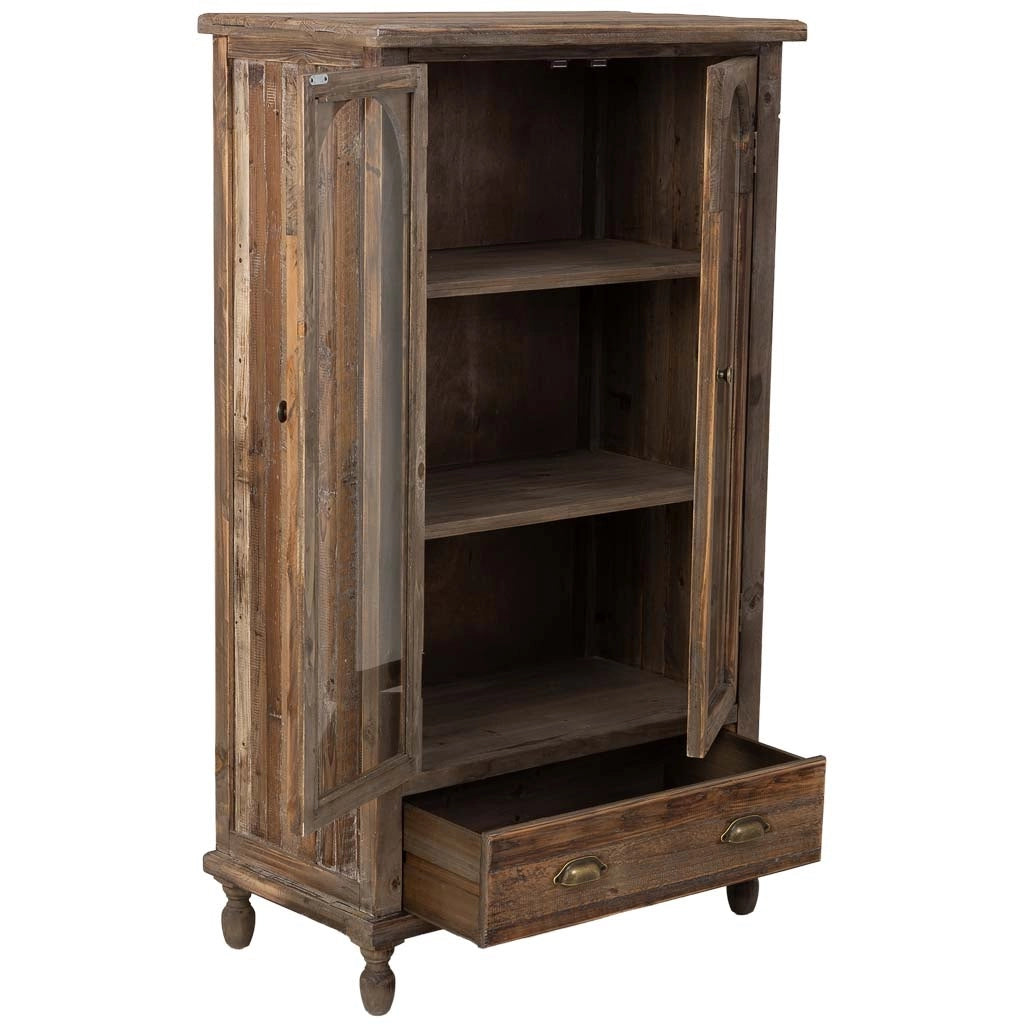 Vetrina in legno con 2 ante e 1 cassetto 80x42x138