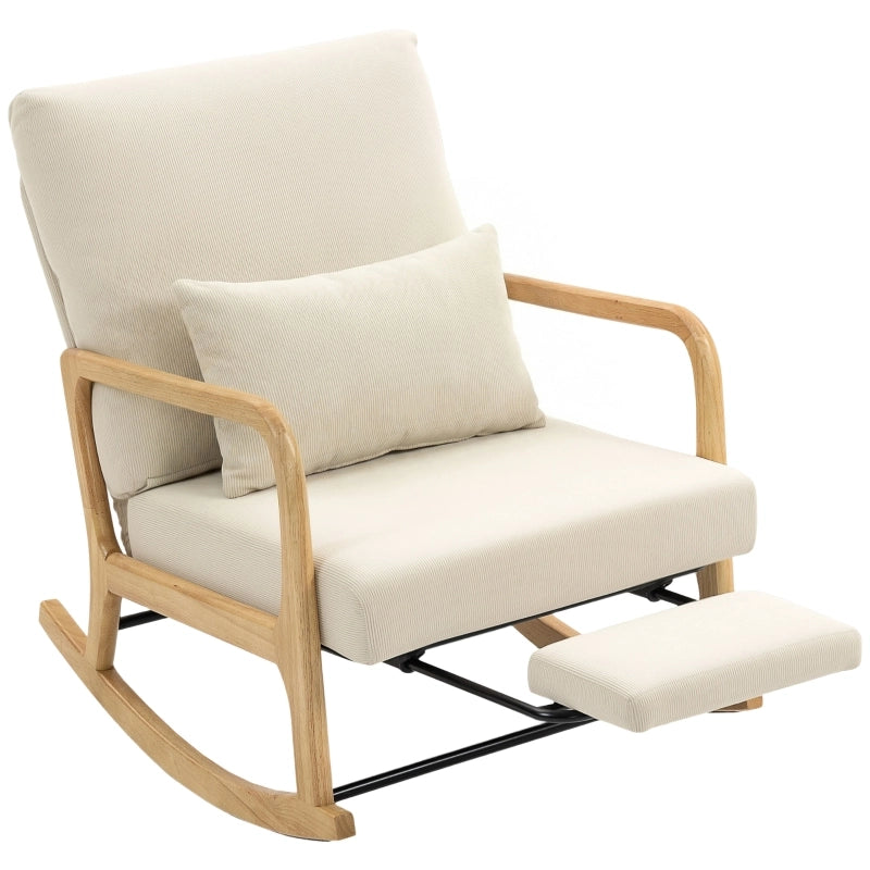 POLTRONA A DONDOLO con poggiapiedi e schienale regolabile 84.0×22.0×66.0 cm, crema