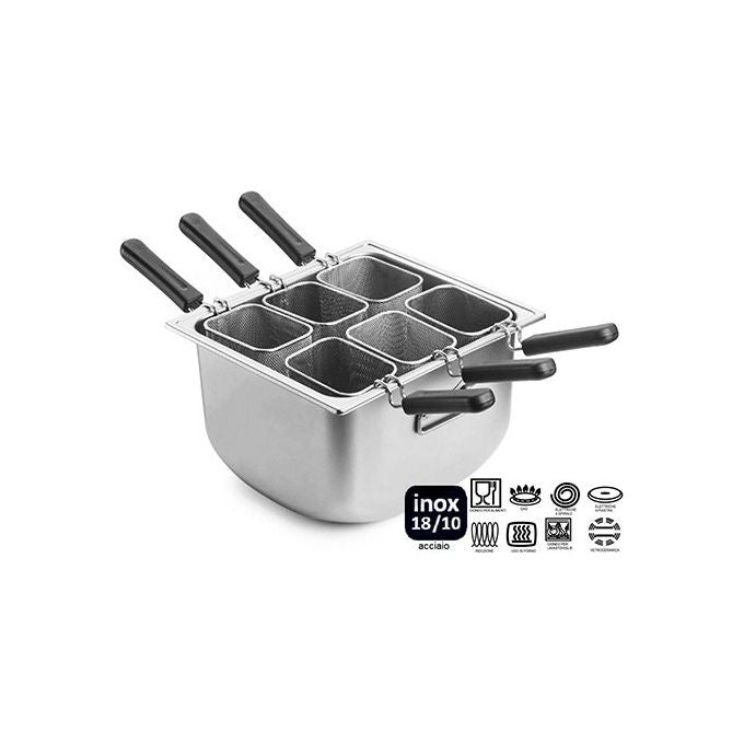 Pintinox Cuocipasta in acciaio inox con 6 settori e coperchio 70x38 cm