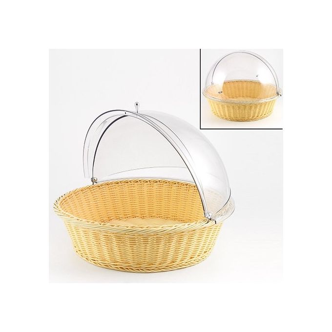 Cestino per pane rotondo professionale con cupola in paglia 53x33x10