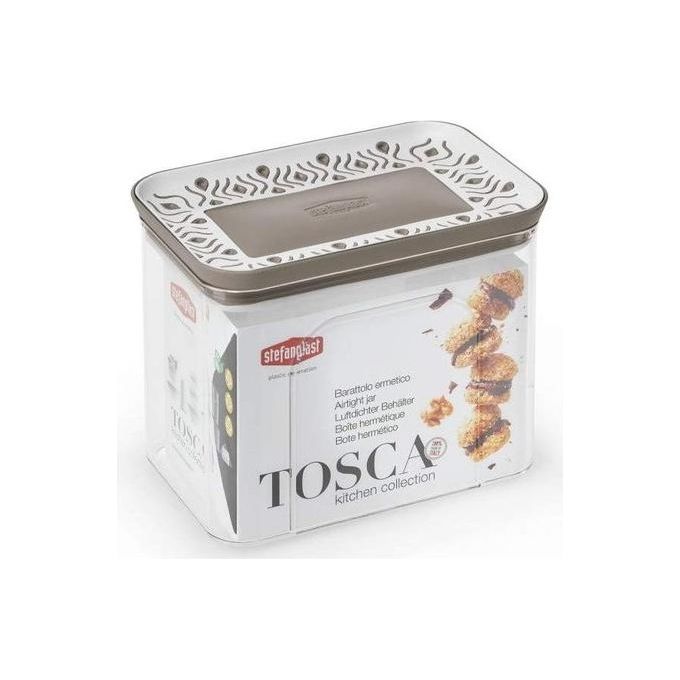 Stefanplast Barattolo Rettangolare Ermetico Linea Tosca Palace per Alimenti 1,2 Litri Tortora