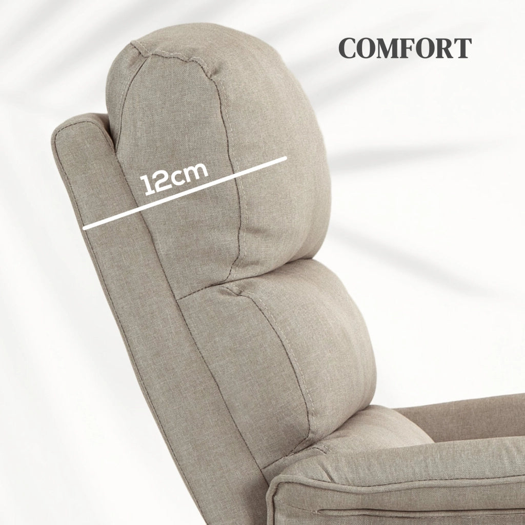 Poltrona Alzapersona Elettrica 1 Motore Reclinabile con Poggiapiedi in Tessuto effetto Lino Beige