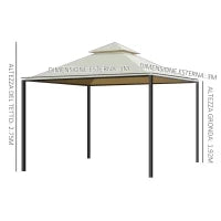 Gazebo da Giardino 3 x 3m con 4 Tende Laterali e Doppio Tetto Beige