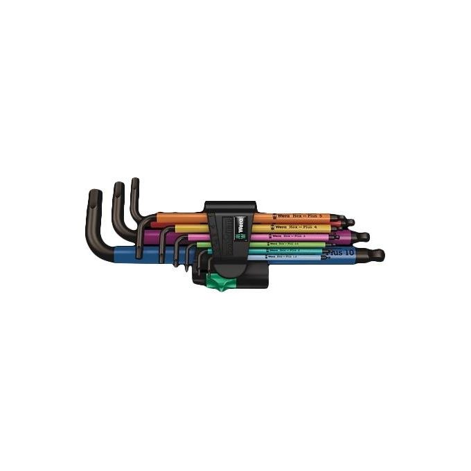Wera 950 Spkl9 Hex-plus Hex Key Set Set di chiavi esagonali a L Metrico/imperiale 9 pz