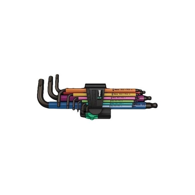 Wera 950 Spkl9 Hex-plus Hex Key Set Set di chiavi esagonali a L Metrico/imperiale 9 pz