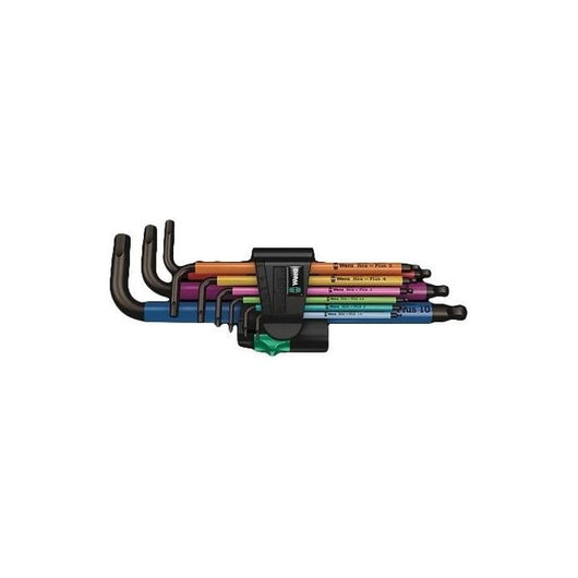 Wera 950 Spkl9 Hex-plus Hex Key Set Set di chiavi esagonali a L Metrico/imperiale 9 pz