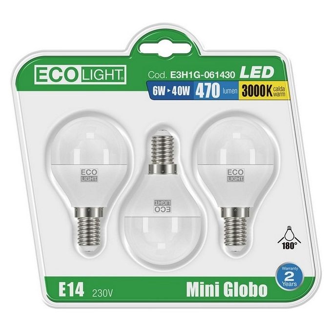 Century Blister 3 Pz. Lampadina Led Mini Globo Attacco E14 6400K