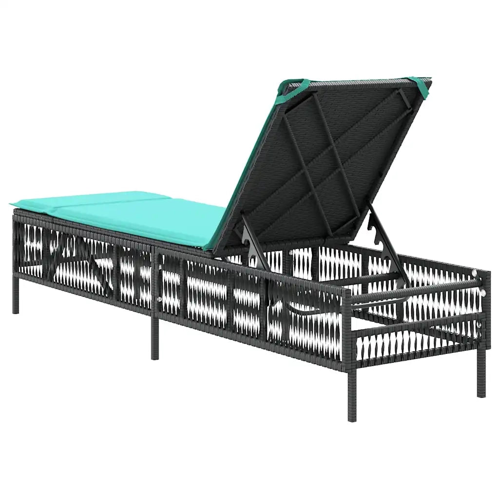 Lettino prendisole con Cuscino in Polyrattan Nero 4002745