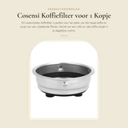 Filtro per caffè in acciaio inossidabile - Filtrazione ultrafine - Facile da pulire - Filtro per caffè con supporto - Accessori per caffè pratici - Codice prodotto: 
 Modello: 
 Dimensioni: 
 Materiale: Acciaio inossidabile 
 Capacità: 
 Peso: