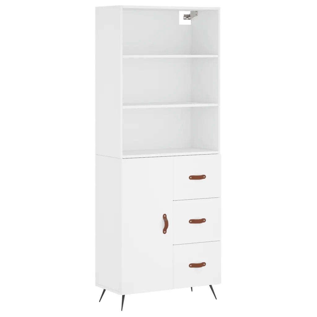 Credenza-Buffet-Armadio da cucina Bianca 69,5x34x180 cm in Legno Multistrato 425274
