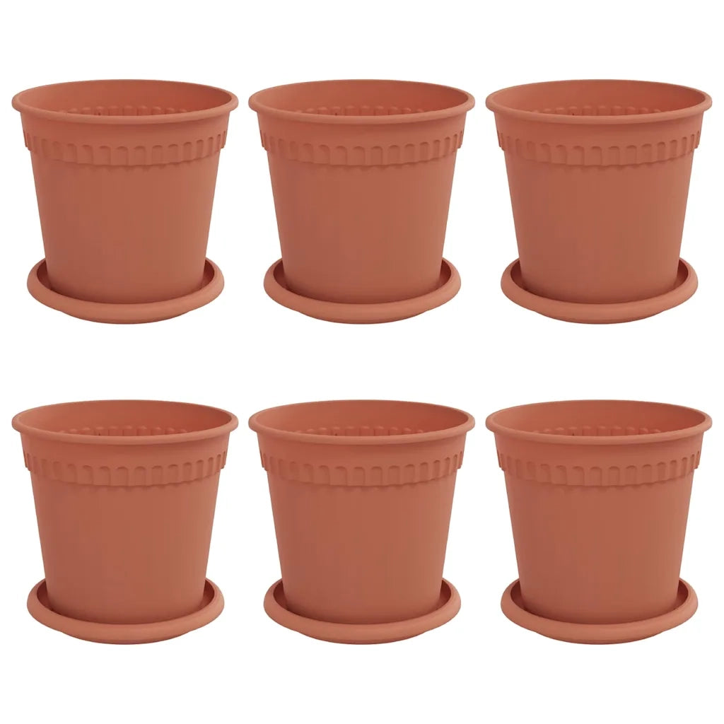 Vasi per Piante 6 pcs Rosso Mattone Ø 17 x 14 cm Plastica 3403256