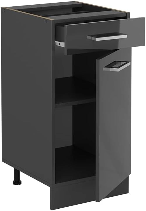 Mobiletto base per cucina R-Line, Antracite lucido, 40 cm senza piano di lavoro