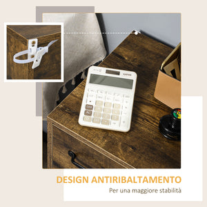 Cassettiera 2 Cassetti 65x40x75 cm in Truciolato Marrone