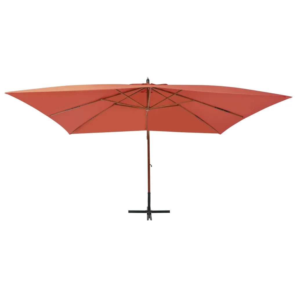 Ombrellone a Sbalzo con Palo in Legno 400x300 cm Terracotta 44494