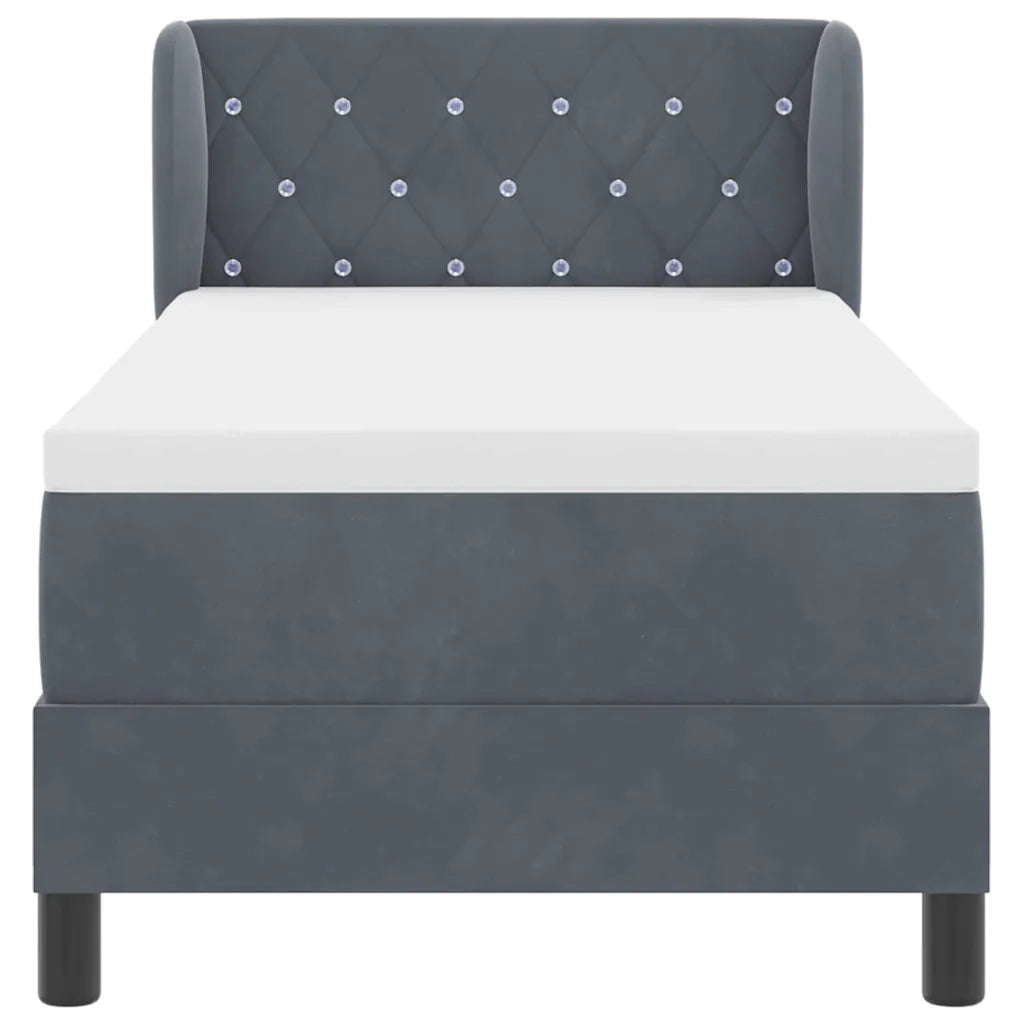 Letto a molle con testiera Grigio scuro 80 x 200 cm Velluto 3340305