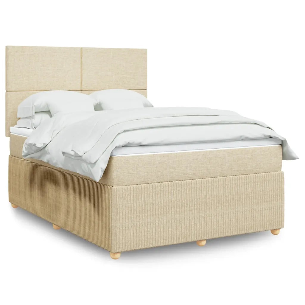 Giroletto a Molle con Materasso Crema 140x200 cm in Tessuto