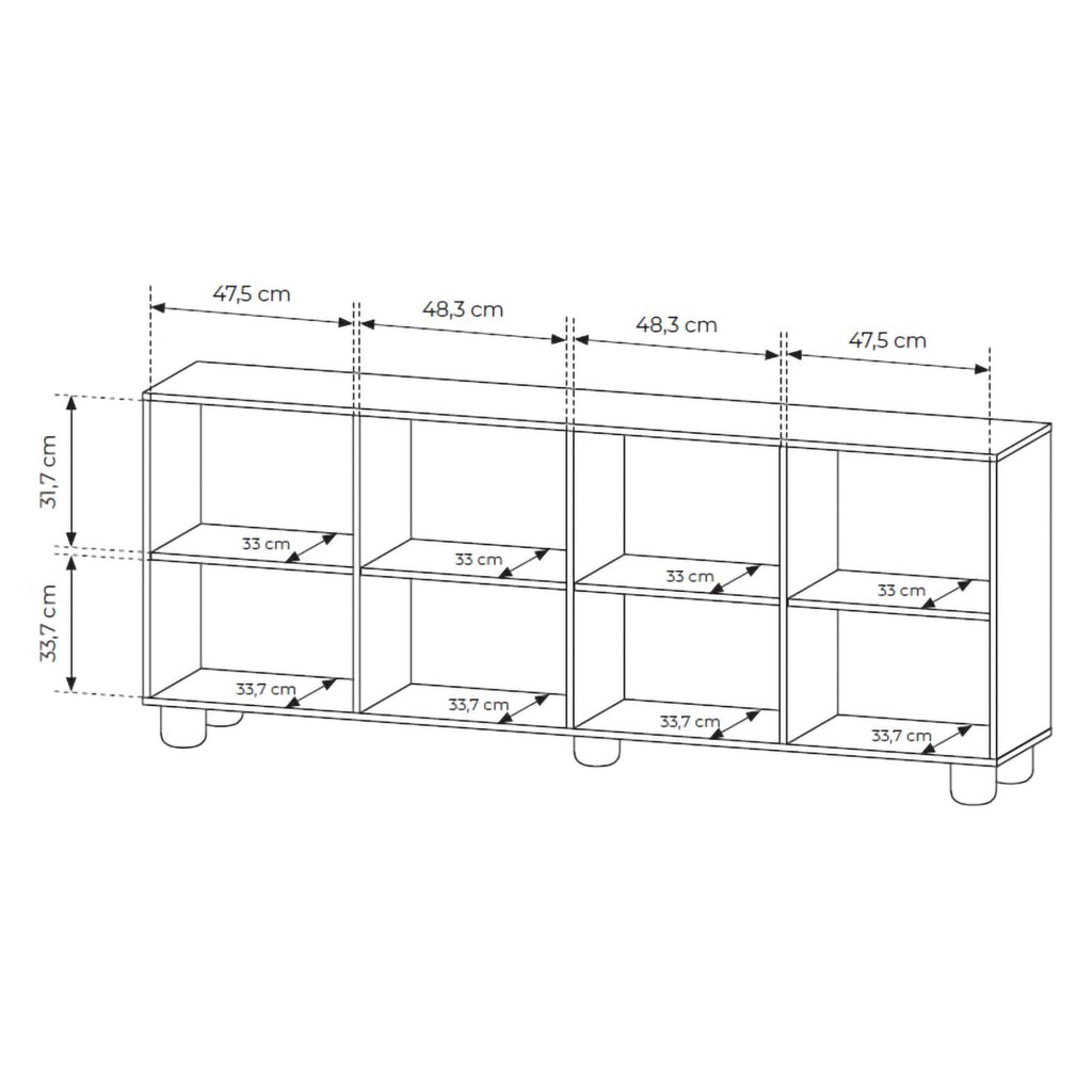 Madia Hamomole, Credenza 4 Ripiani, 200x38x80h cm Marrone Rovere