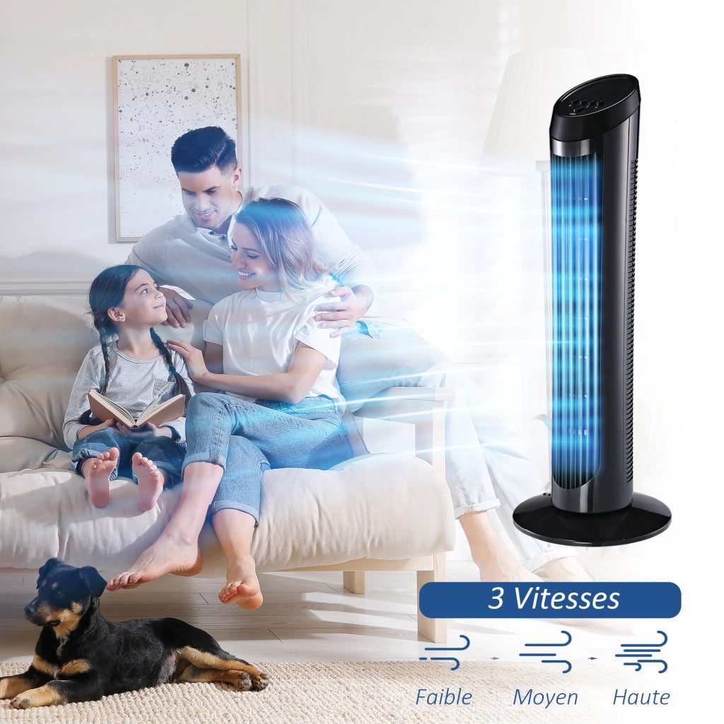 Ventilatore a colonna silenzioso 45W ¨C Zephmum ¨C Nero 27x27x75 cm