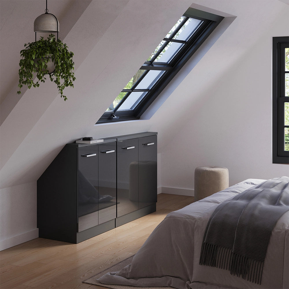 Set di mobili sottotetto Rion Antracite lucido/Antracite Set di 2 Vicco