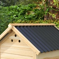 Casetta per Anatre, Resistente alle Intemperie, 2 Ingressi, 2 Rampe, 78 x 90 x 92 cm, Legno Naturale e Nero