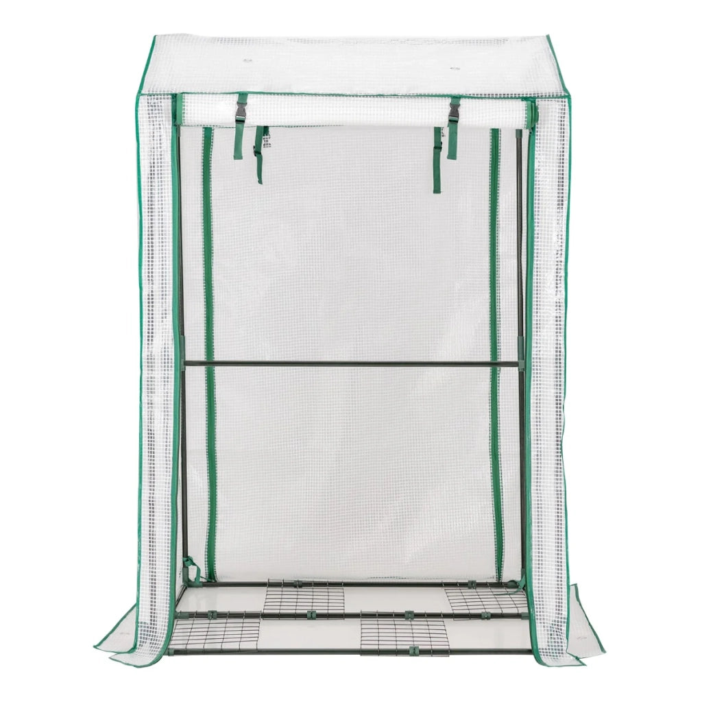 Serra da giardino portatile 100 x 81 x 150 cm con 4 griglie e facile accesso realizzata in plastica PE bianca 20_0020050