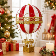 Mongolfiera Decorativa h 45 cm Metallo Rossa e Dorata da Appendere o Appoggiare