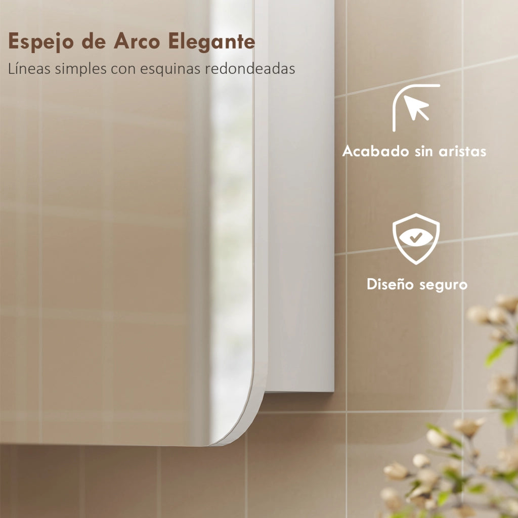 Armadietto Bagno con Specchio e Ante Curve 2 Porte Ripiani Regolabili ¨C Minimal ¨C 68x13x66 cm Bianco