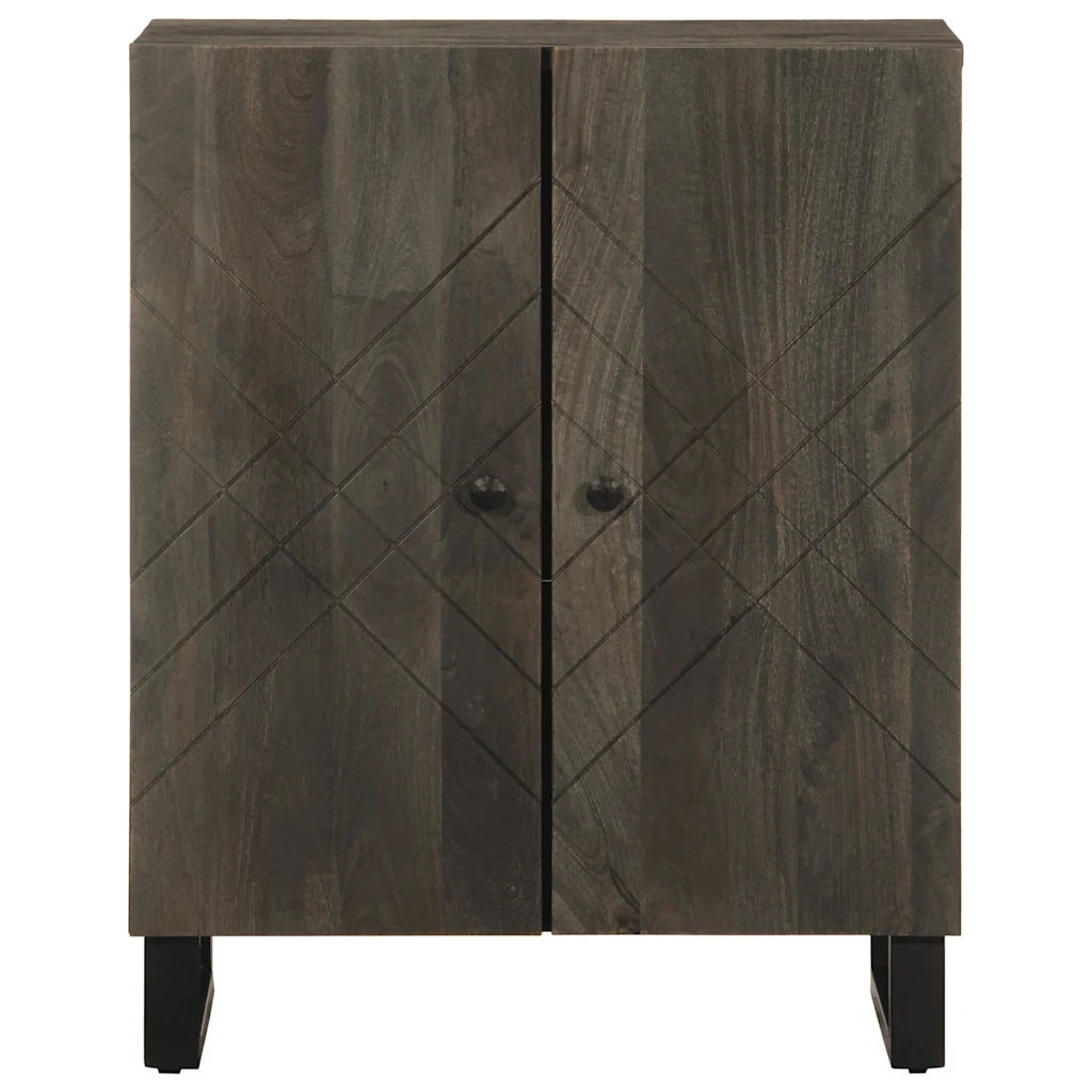 Credenza Nera 60x33x75 cm in Legno Massello di Mango