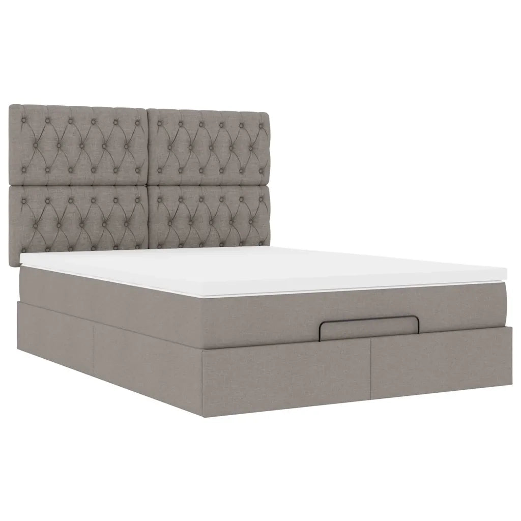 Struttura Letto Pouf con Materasso Tortora 140x190 cm Tessuto 3314090