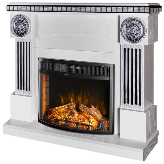 Camino Elettrico da Pavimento 105x120x33 cm Effetto Fiamma 1500W Prometeu & Ararat Bianco/nero