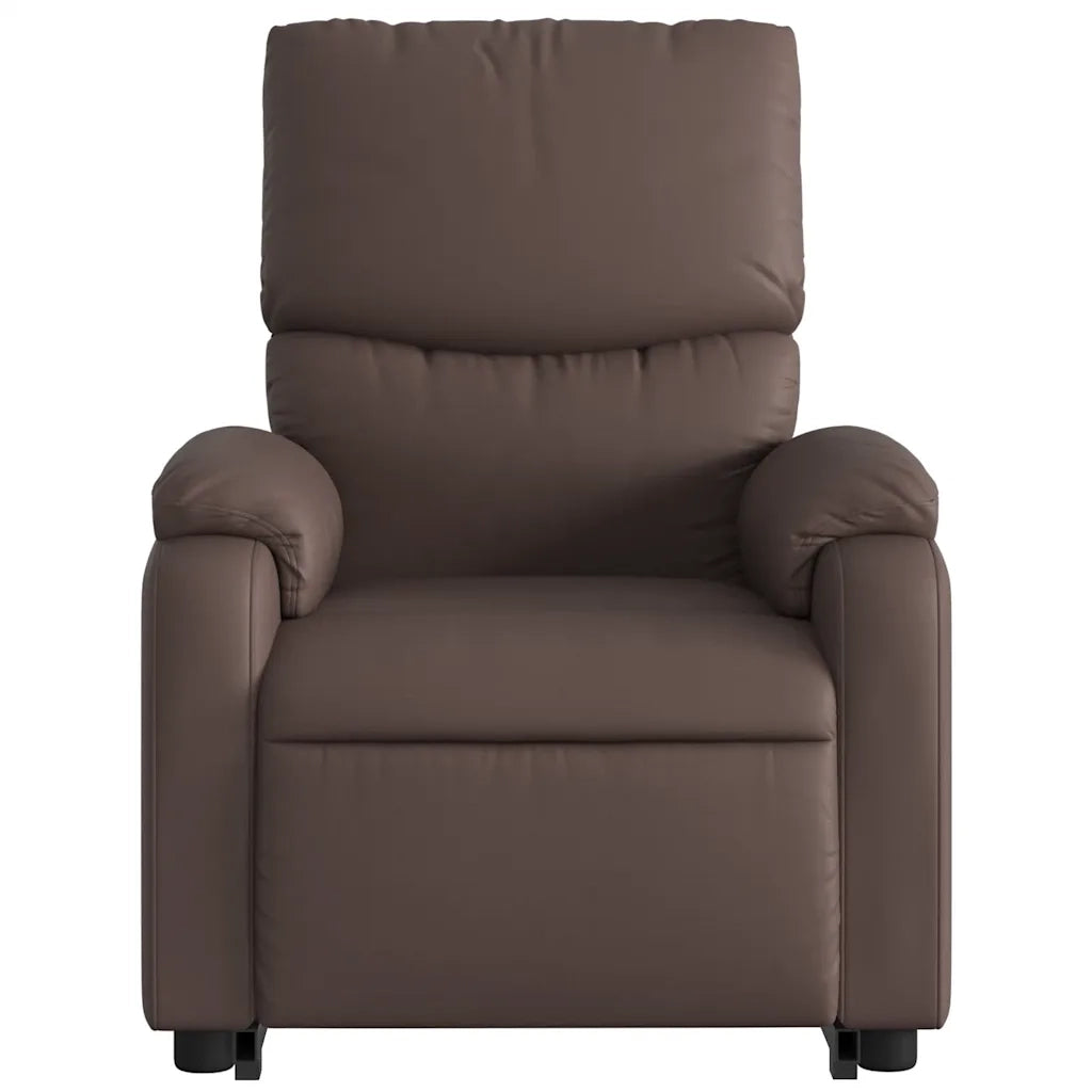 Poltrona | Sedia Relax Alzapersona Reclinabile Marrone in Similpelle