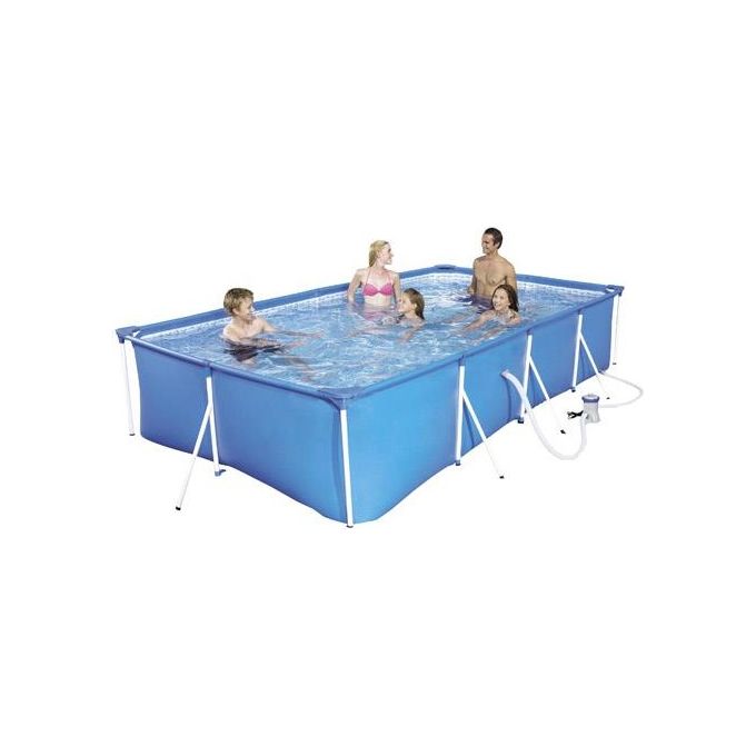 A Forged Tool Piscina Steel Pro Rettangolare mis. 400x211xh81 cm - colore azzurro - con pompa a filtro