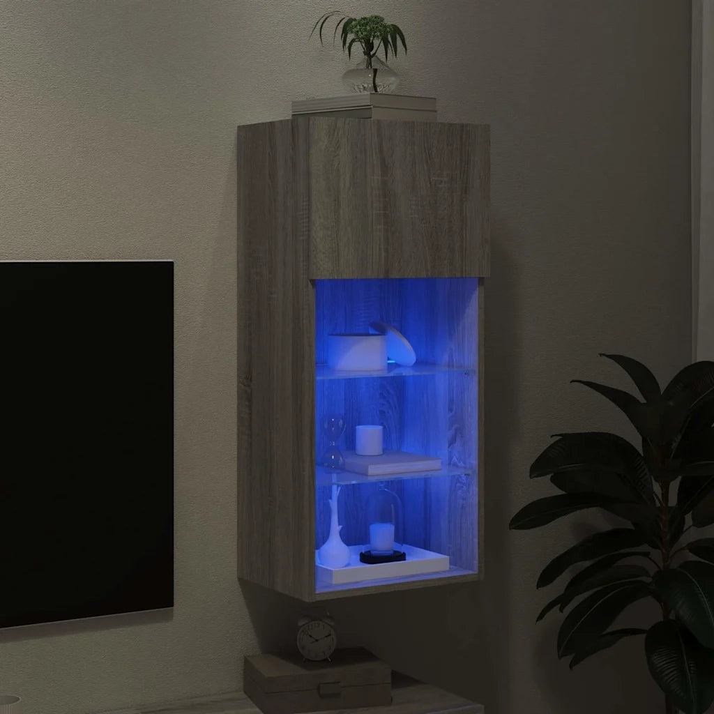 Mobile TV con Luci LED Grigio Sonoma 40,5x30x90 cm 837053