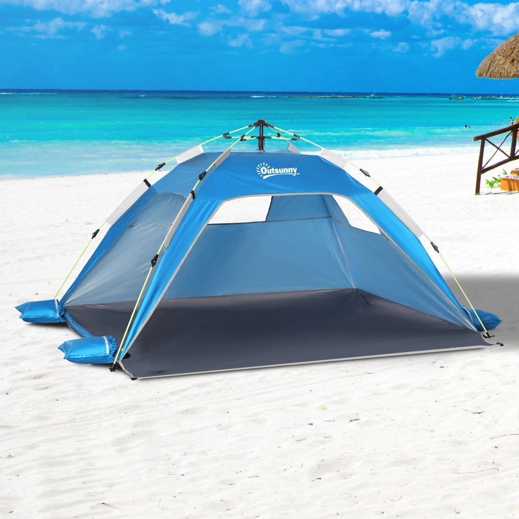 Tenda da spiaggia pieghevole per 2 persone ¨C zephmum ¨C blu 220x173x120 cm