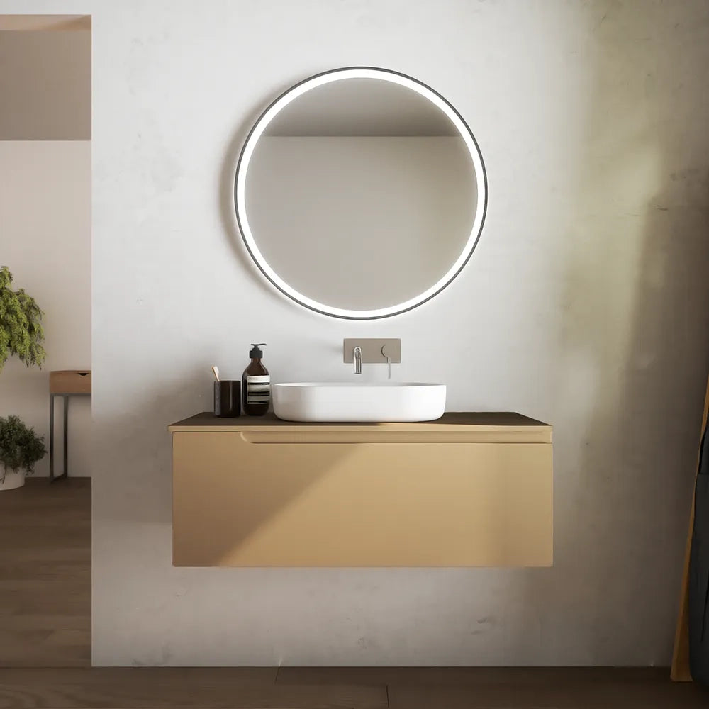 Mobile bagno sospeso 80 cm un cassetto sabbia opaco con top | Ardenne