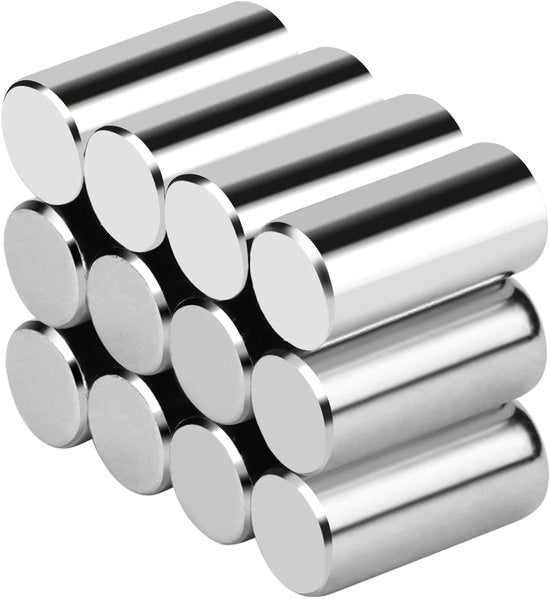 12 pezzi cilindri neodymio magnetici - magneti permanenti asta magnetica rotonda 6,4 mm * 12,5 mm per educazione scientifica e fai da te