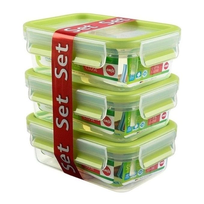 EMSA 508570 recipiente per cibo Rettangolare Scatola 0,55 L Trasparente 3 pz