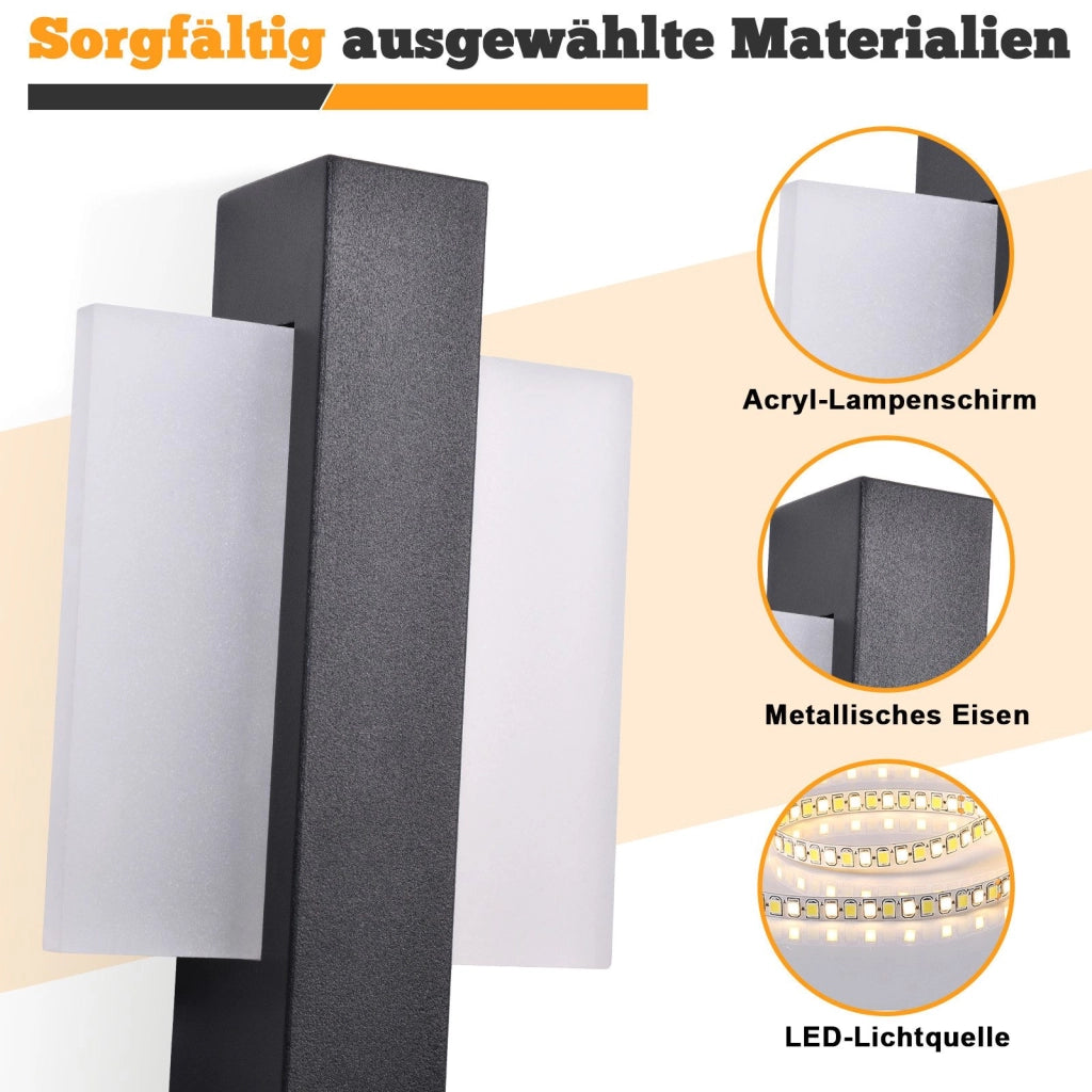 ZMH Applique da parete moderna a LED per interni nera con interruttore a tirante 3000K 6W