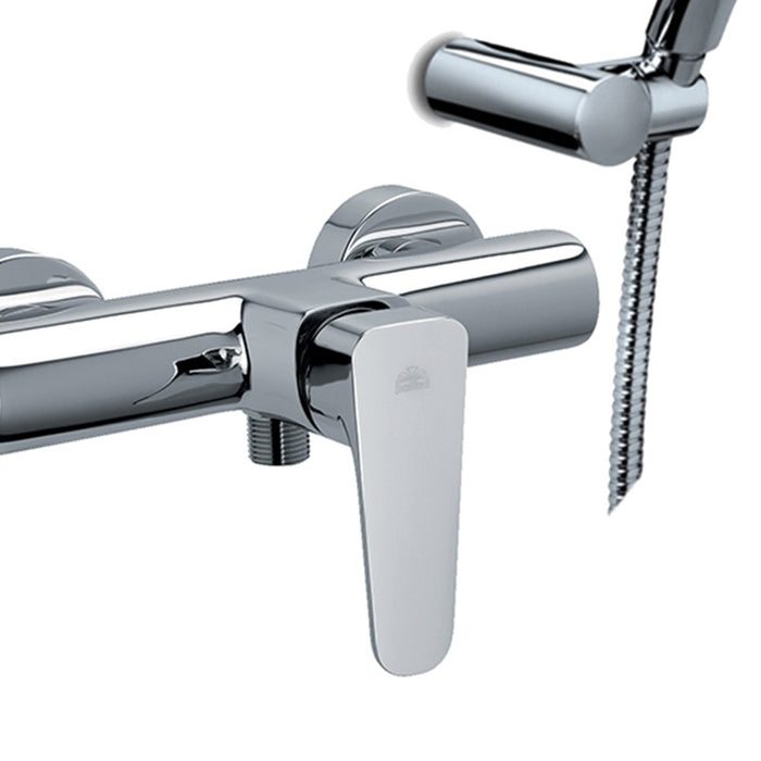 Miscelatore doccia paffoni serie sly con duplex e supporto a muro fisso