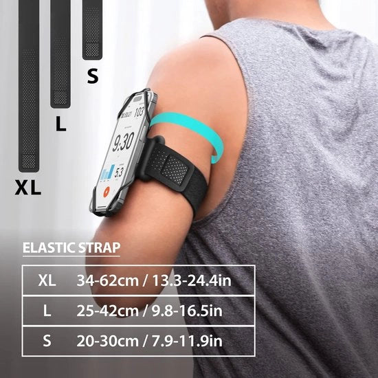 Supporto da 360° girevole per smartphone da 4,7-7,2 pollici da indossare durante la corsa, bracciale sportivo con kit di connessione (incluso supporto per smartphone e cinture di riserva)