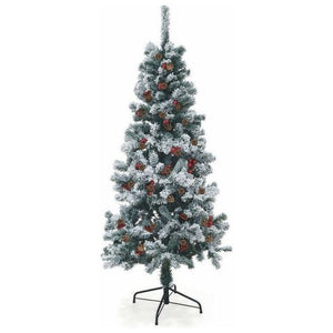 Albero Di Natale Sestriere 150cm 350 Rami con Neve Pigne e Bacche