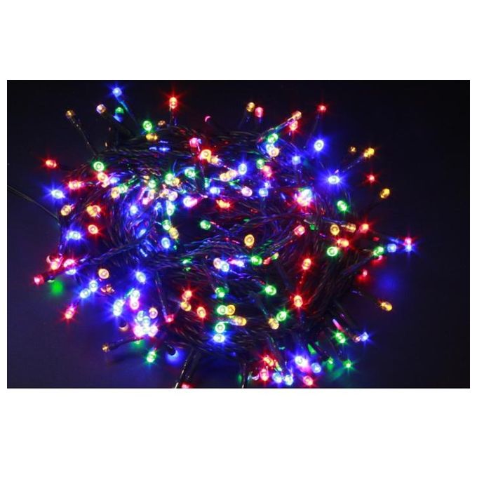 Luci di Natale con 200 Led Multicolor 8Mt Cavo Scuro 3Mt e Trasformatore per Interno e Esterno con giochi luce