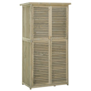 Armadio da Giardino con 3 Ripiani; Doppia Porta a Lamelle e Tetto in Asfalto; Legno Grigio 87 × 46;5 × 160 cm