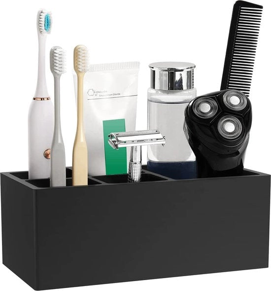 Oggetto per Ospitare Spazzolini da Denti in Resina Igienica Artigianale con 5 Fessure Dispensatore Organizzatore Bagno Kit per Spazzolino da Denti Rasoi - Nero