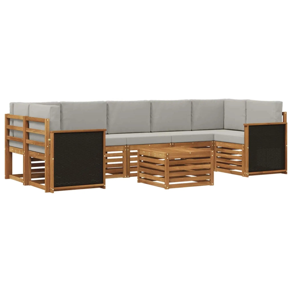 Set di divani da esterno 8 pz Naturale e Grigio Chiaro 3384132