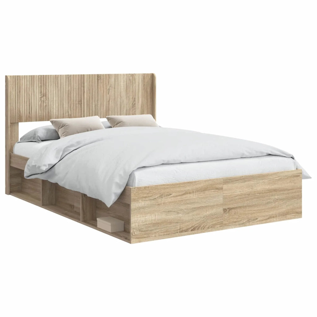 Struttura del letto con stoccaggio e testata Rovere Sonoma