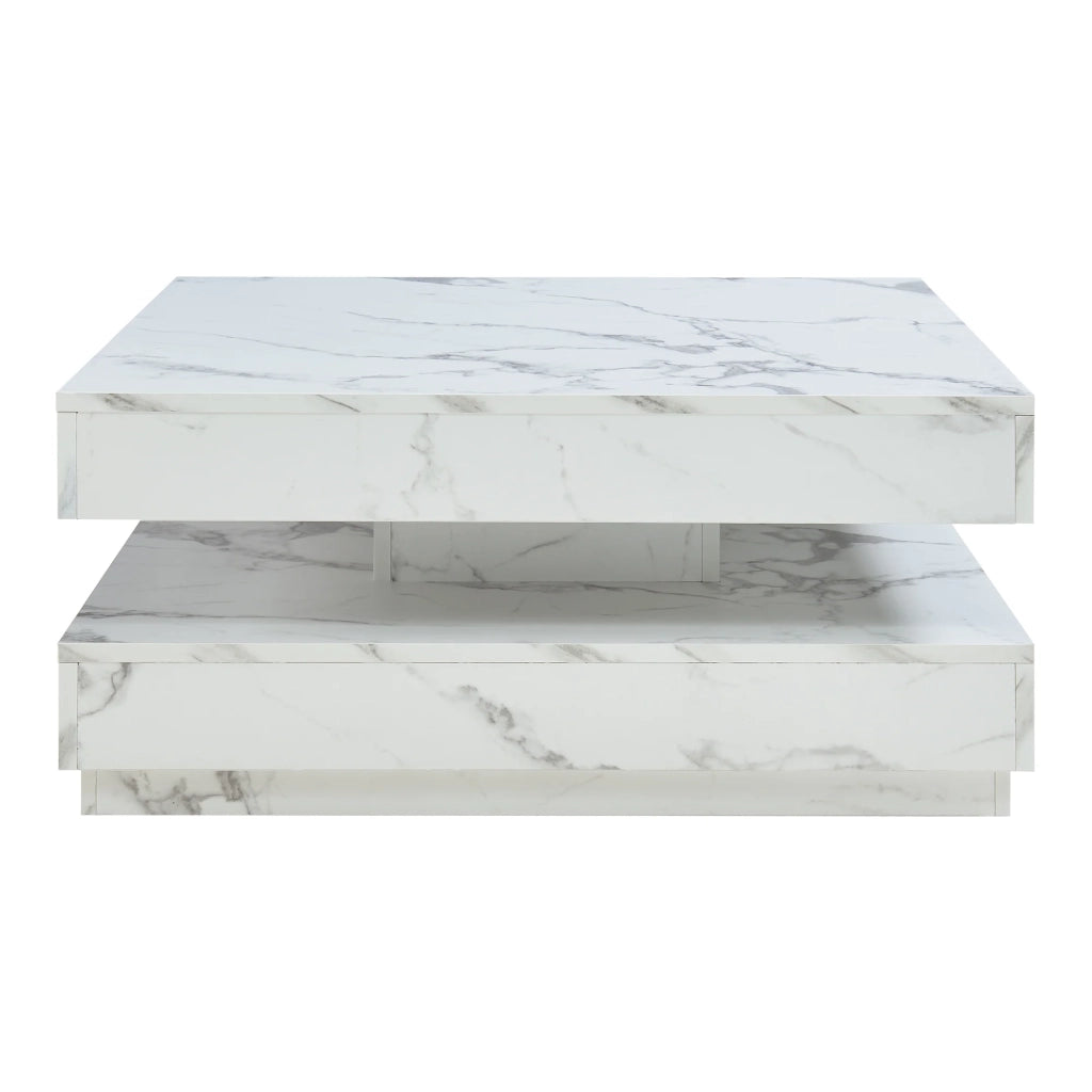 Tavolino/consolle/tavolino laterale 76 x 76 x 38 cm effetto marmo bianco 03_0010792